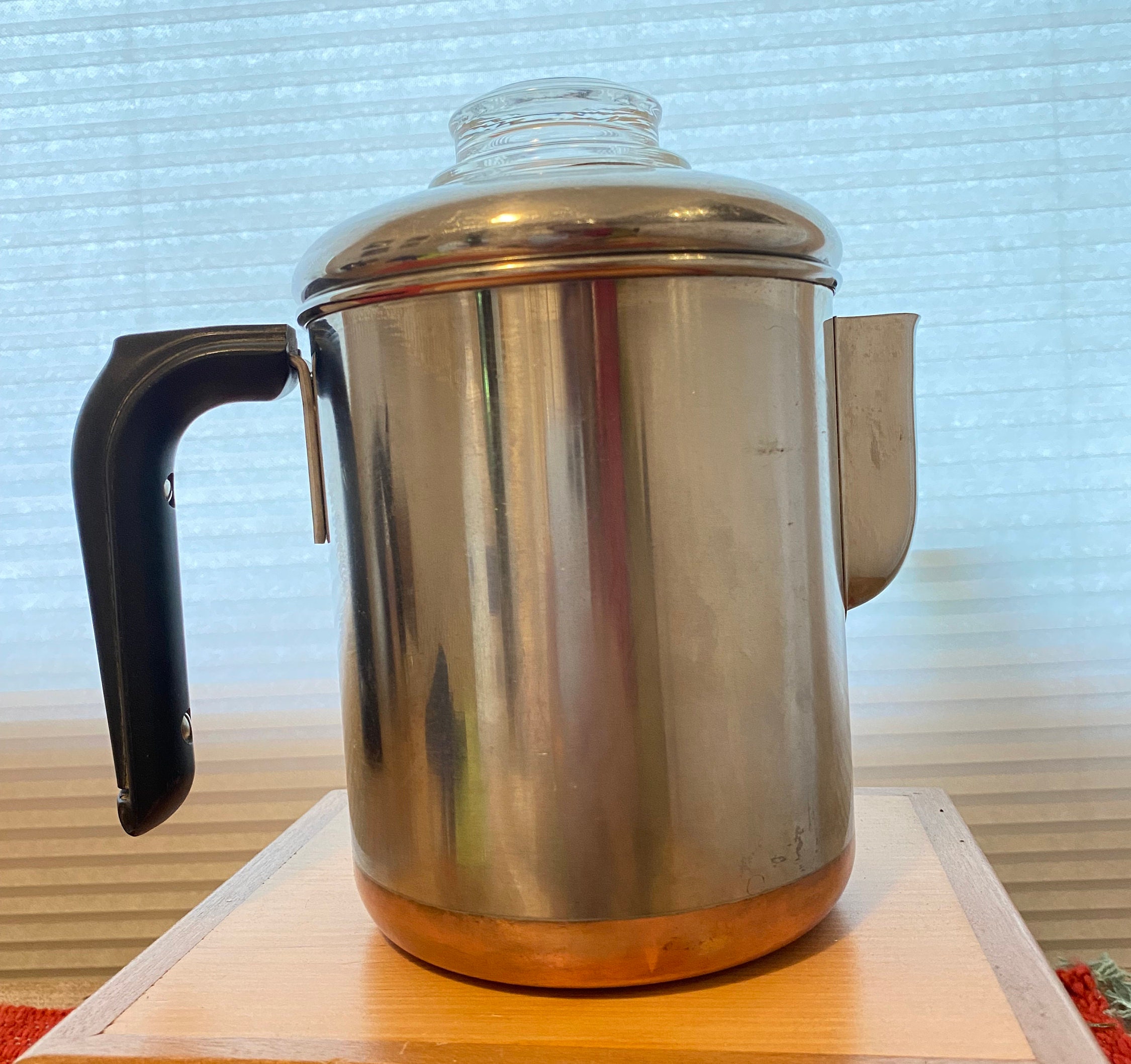 Vintage Revere Ware Stovetop Coffee Percolator, 4-6 Cup Capacity