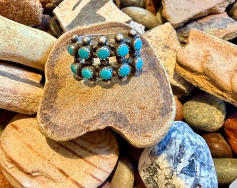 Size 6 Turquoise Sterling Silver Ring, Maisels Trading Post, Fred Harvey Era