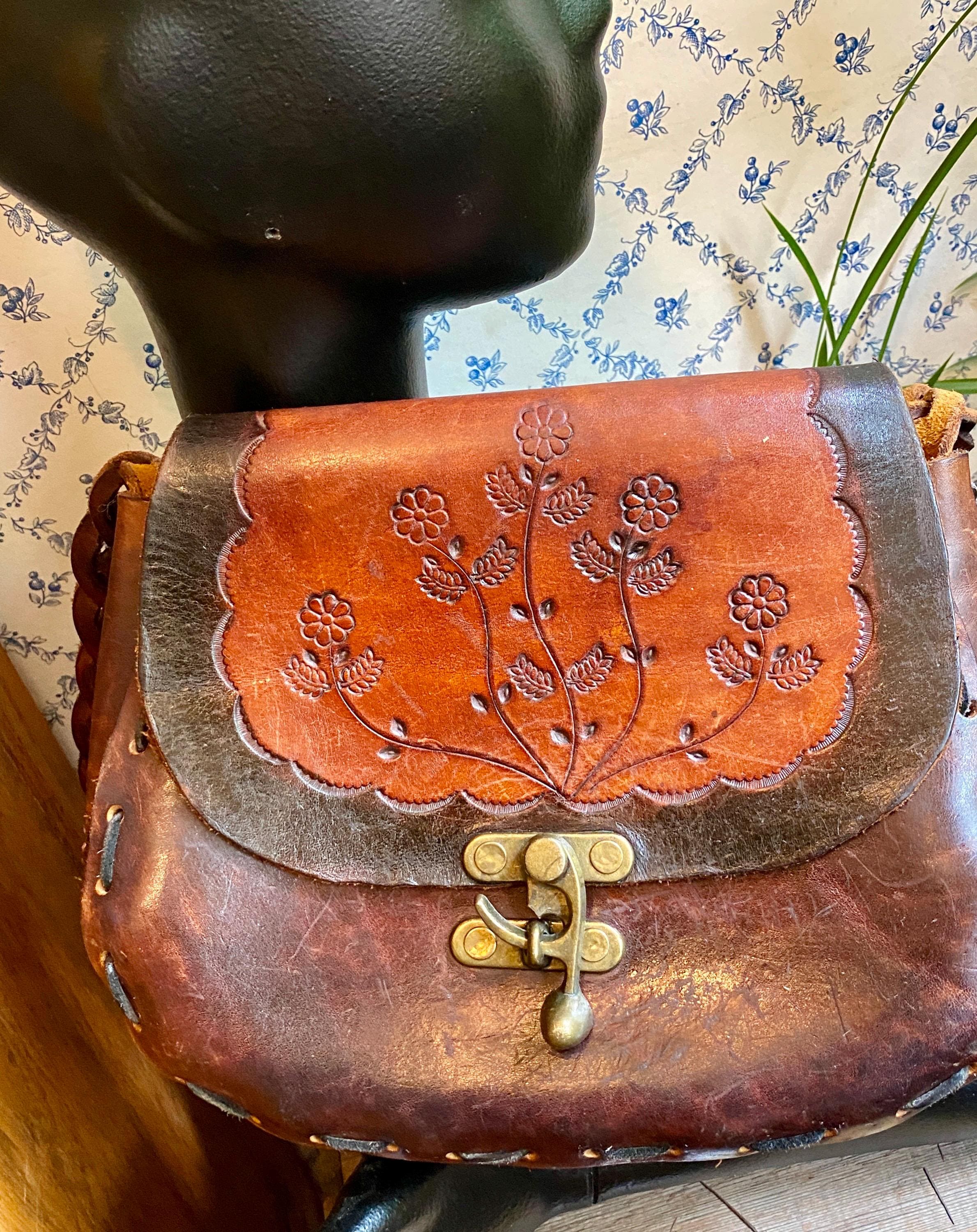 70’s ヴィンテージ ハンドバッグ フラワー Leather 70s Vintage Flower Purse - Etsy