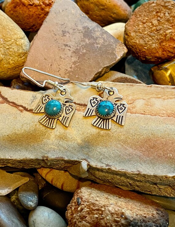 Vintage thunderbird charms & turquoise gemstones … - image 2