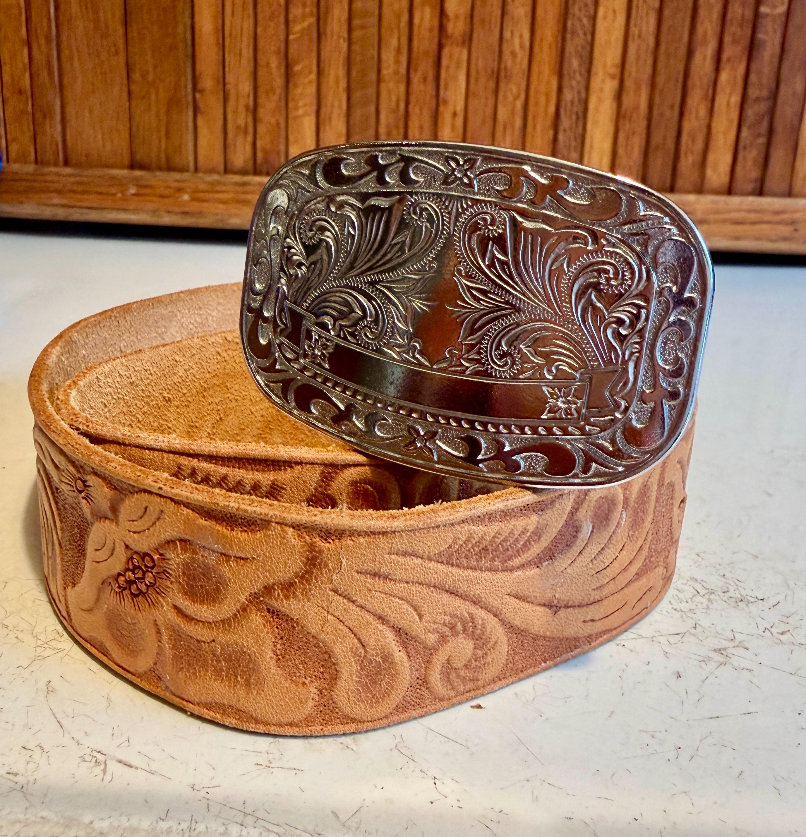 Hand Carved Western Belt - Etsy