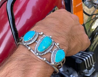 Sterling Silver Clasp Southwest Style Tribal Boho Bracelet in Matte Glass 