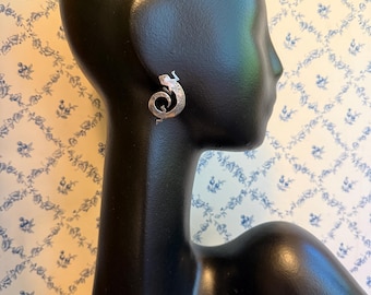 Large lizard earrings, Sterling silver- Navajo signed VT, tribal boho