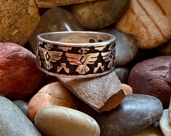 Vintage Thunderbird Sterling Silver Sz 9.5 Ring: Southwest Boho Style, Shube's Trading Post