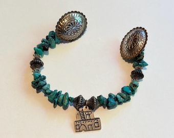 Sterling Silver Concho Sweater Clip: Turquoise and Pueblo Charm, Southwestern Style