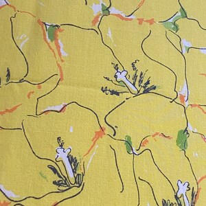 Vintage yellow tulips top full sheet and Vera pillow case, spring linen, upcycle quilt back or sewing yardage image 4