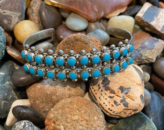 Vintage Bell Trading Post Turquoise Cuff Bracelet, Southwest Zuni Style