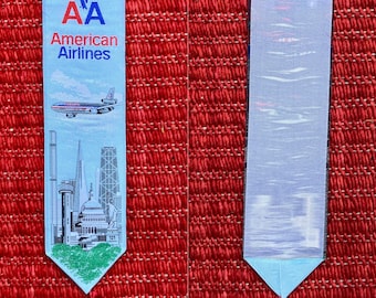 70’s American Airlines Vintage woven Silk bookmark, J & J Cash’s of Coventry, Souvenir,AA swag, aviation,American cities,gift for book lover