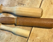 Three wooden primitive mashers, pestle, farmhouse primitive decor collection, muddle drinks, mash potatoes, country cottage