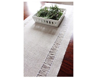 Mothers Day Burlap Table Runner with Pulled Thread