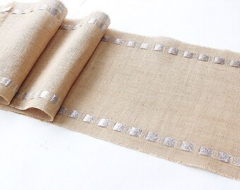 Mother’s Day Burlap Runner with Glitter Ribbons  Natural Dazzle Decoration