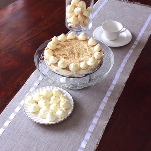 Mothers Day Burlap Table Runner Adorned with Satin Ribbon image 3