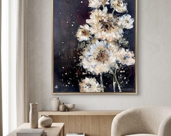 Pintura de Crisântemo Branco