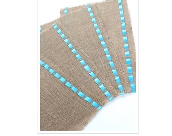 Patio Table Placemats - Jute Placemats Adorned with Ribbons