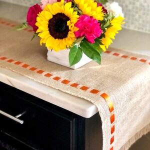 Spring Burlap Table Topper with Satin Ribbon image 4