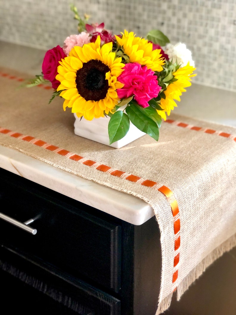 Spring Burlap Table Topper with Satin Ribbon image 4