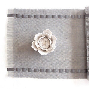 Mothers Day Burlap Table Runner Adorned with Satin Ribbon image 2