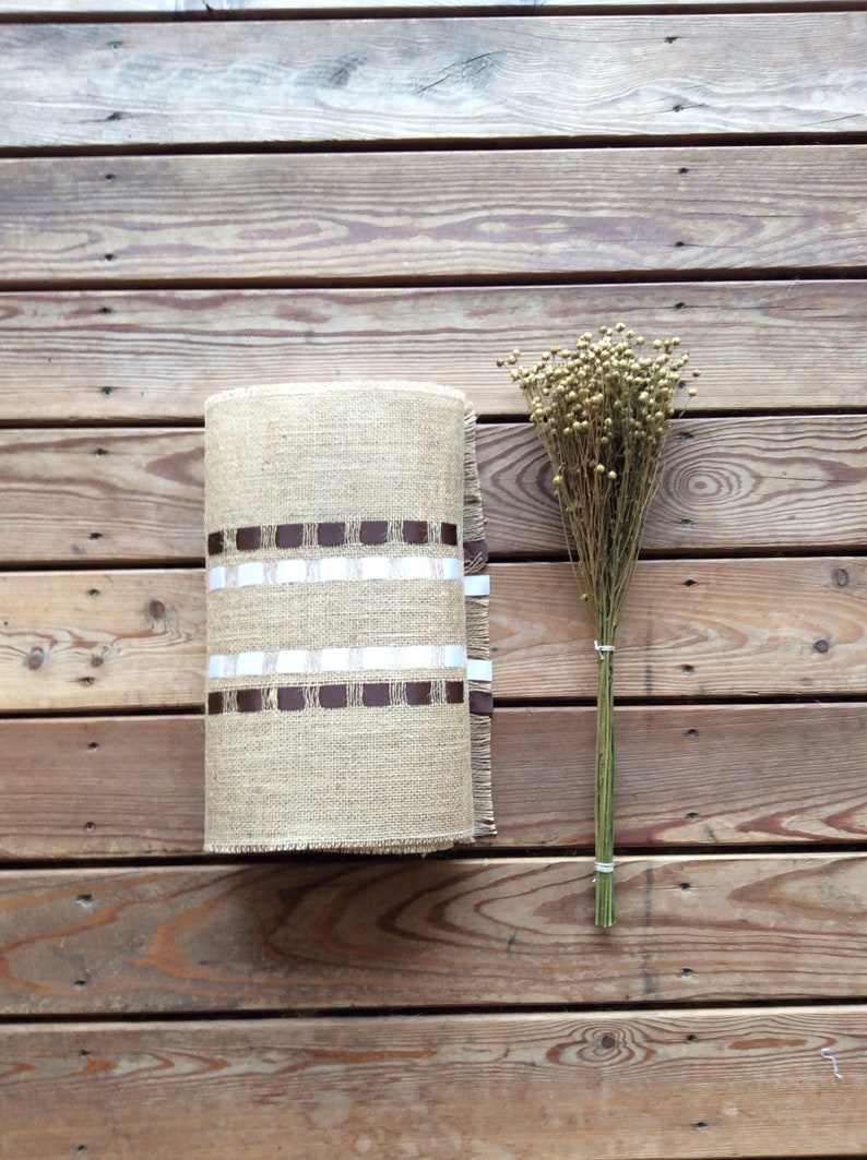 New Rustic Table Runner Every Day Table Decoration Burlap Runner Adorned with Ribbons Christmas Table Runner