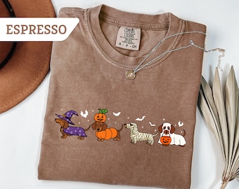 Comfort Colors®Dachshund Sweatshirt, Halloween Dachshund Shirt, Halloween Cute Dog Shirt, Cute Ghost Dogs Halloween Shirt, Funny Halloween