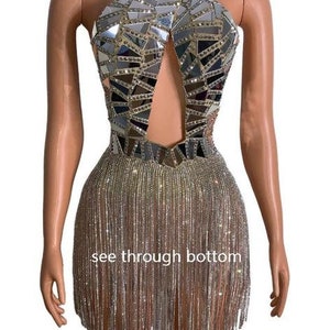 Rhinestone Dress-birthday Dress Mirror Sequins Dress Sequins - Etsy