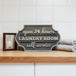 Laundry Sign Farmhouse Wall Decor Rustic Wood Sign Laundry Room Decor Handmade Country Home Accent Shabby Chic Style