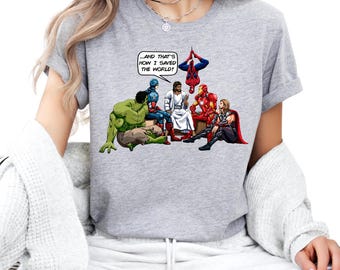 Jesus & Superheroes Christian Tee: Saved The World Shirt,  funny religious t-shirt
