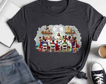 Jesus & Superkids Tee: Christian Superhero Shirt,  funny religious t-shirt