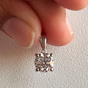 Lab Grown Diamond Solitaire Pendant: 14K White Gold, Ethical Gift