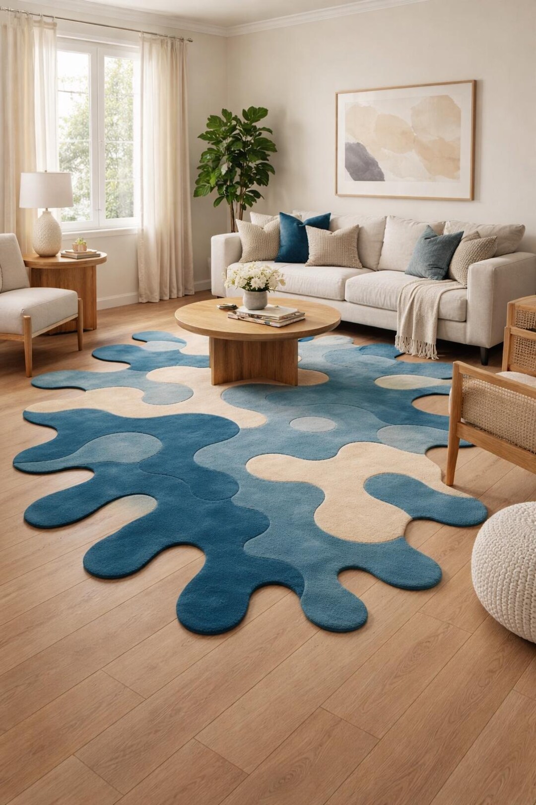 Modern Puzzle Rug Abstract Puzzle Rug | Modern Blue Carpet, Kids Room Decor - Etsy