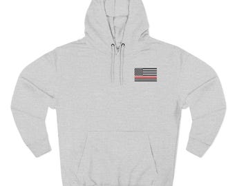 Personalized Thin Red Line Hoodie: American Flag Firefighter Sweatshirt
