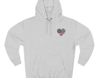 Personalized Thin Red Line Heart Hoodie: Firefighter Gift