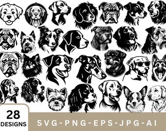 Dog Breeds SVG Bundle: Silhouette Vector Graphics for Cricut (Instant Download)