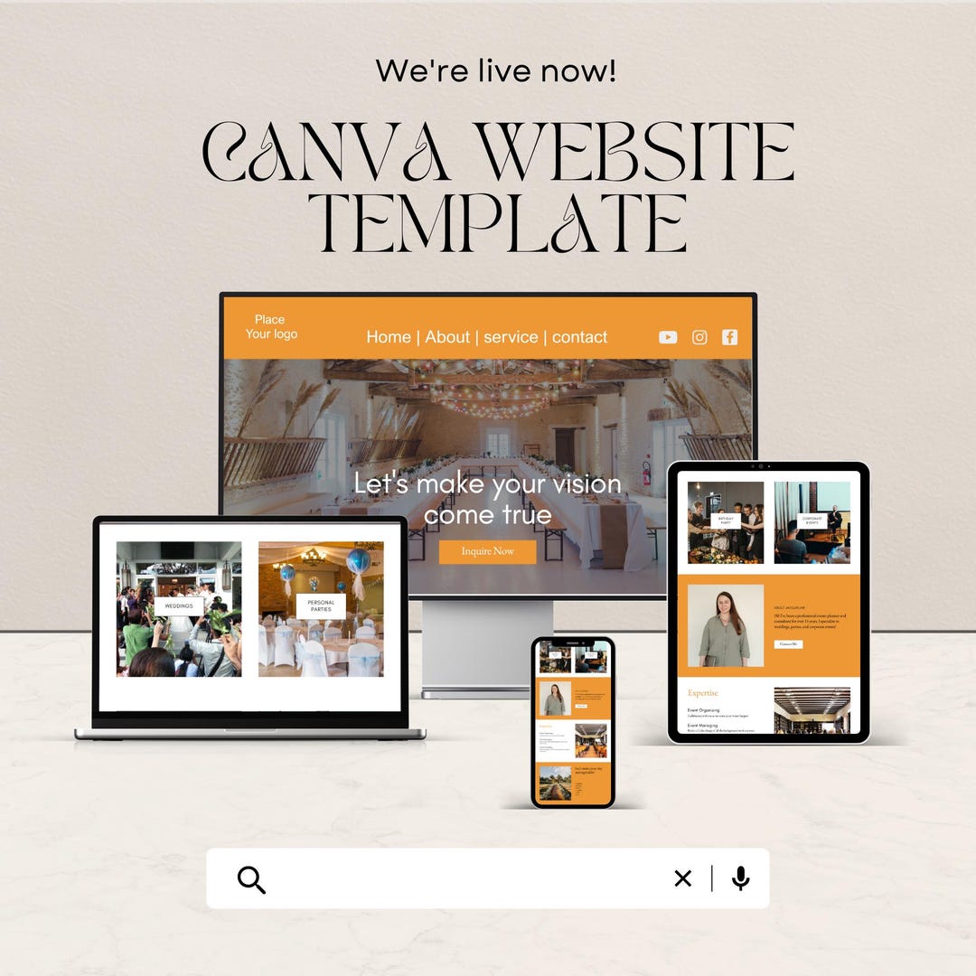 Event Planner Website Template Editable Canva Website for Wedding
