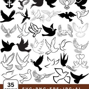 Dove SVG Bundle: Flying Bird Clipart, Wedding & Peace Designs (Digital Download)