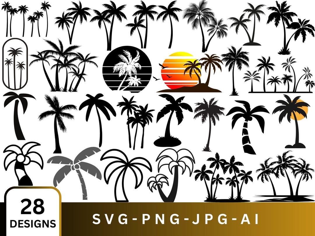 Palm Tree SVG Bundle: Tropical Silhouette Clipart (digital Download) - Etsy