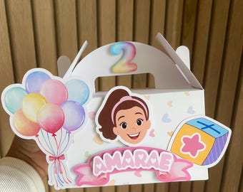 Handmade Ms. Rachel Party Favor Gable Box with Crayon Box: Personalized Birthday Gift