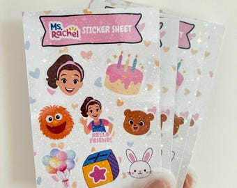 Hojas de pegatinas de la Sra. Rachel / Recuerdos para fiestas de cumpleaños / Pegatinas infantiles / Rellenos para bolsas de fiesta