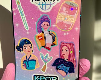 K-Pop Demon Hunters HUNTRX Holographic Sticker Sheet | Birthday Party Favours | Journaling