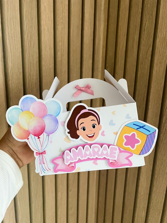 Personalised Ms Rachel Gable Box, Kids Birthday Party Favor Box with Crayon Box, Custom Toddler Gift Bag, Ms Rachel Party Favour