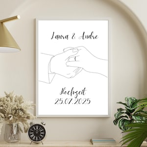 Wedding gift | Customizable wedding poster | Minimalist bridal couple poster | Digital download | Love illustration