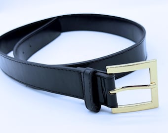Western Gold Double Buckle Belt Cowgirl Black Genuine  display picture 1