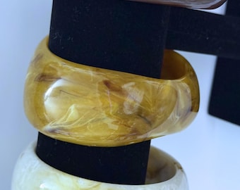 Zara Resin Bangle Bracelet Set of 4 Neutral Beige Brown  display picture 1