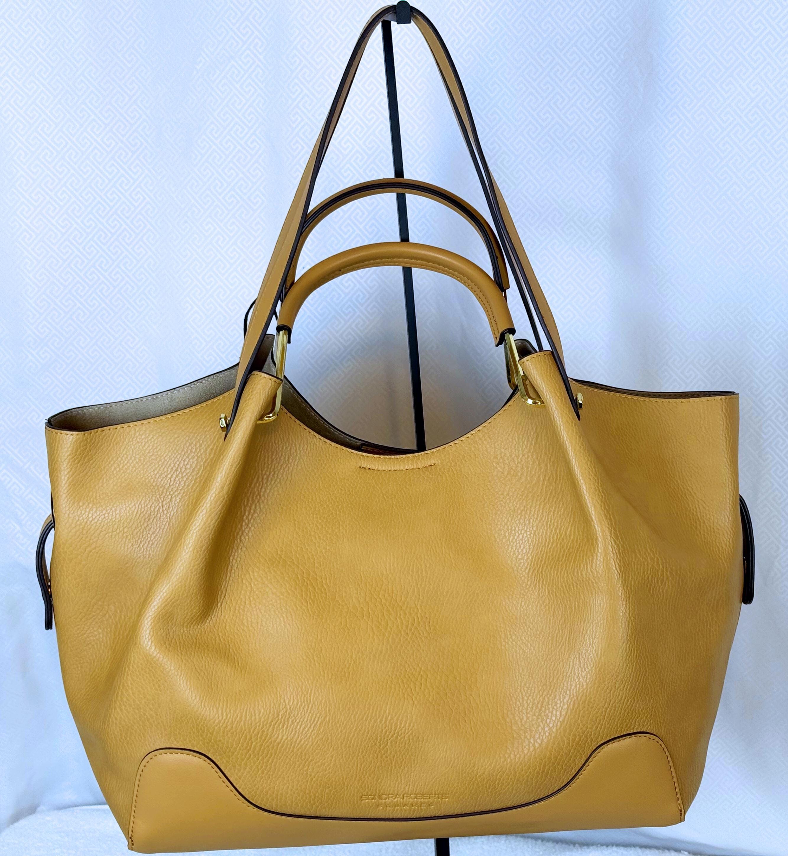 NEW Sondra Roberts Squared Tan Leather Tote Bag - Etsy