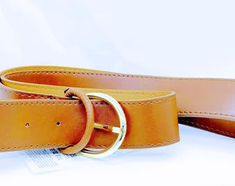 Zara Tan Leather Belt with Gold Buckle FAUX LEATHER BELT - Brown | ZARA United States main image 4