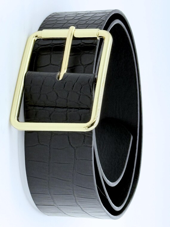 Zara Black Belt with Gold Rectangular Buckle Women main image 2
