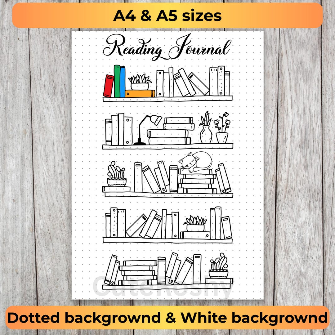 Printable Bookshelf Reading Tracker, Cute Journal Page, Book Tracker ...