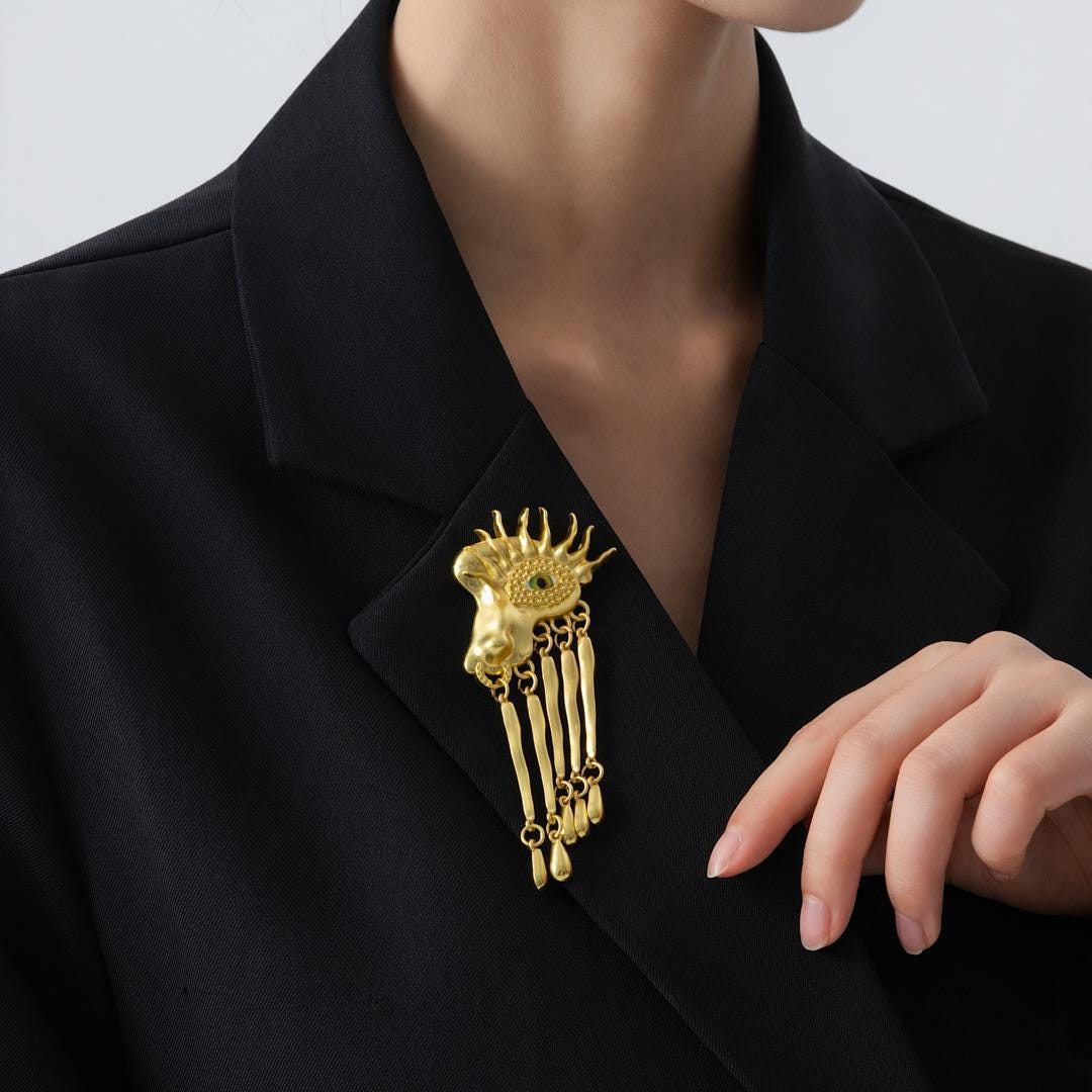 Eye Brooch Pin, Gold Statement Brooch, Surreal Eye Brooch, Evil Eye ...