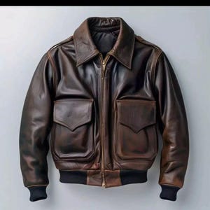 Men’s Vintage A-2 Flight Leather Jacket – WWII Style Bomber in Distressed Brown Cowhide | Classic Aviator Coat
