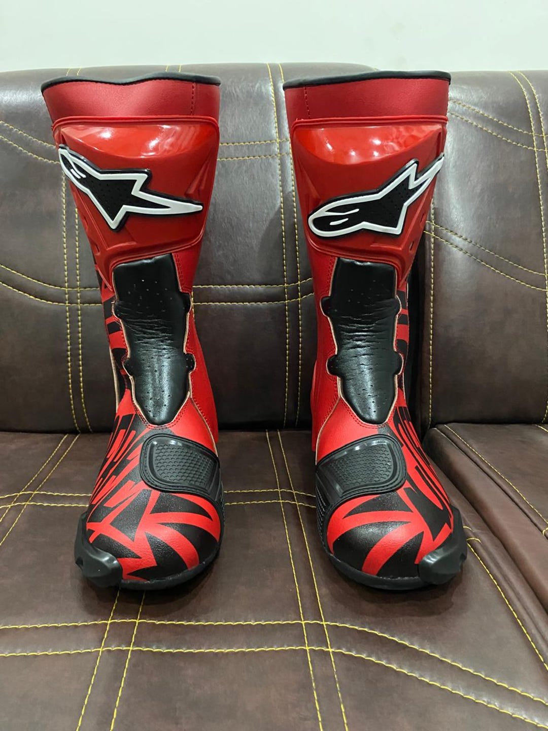 Alpinestars Red & Black Motorcycle Racing Boots – Sportbike Track Gear ...