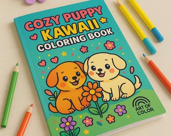 Kawaii Puppy Coloring Book Cozy Cute Puppy Pages Printable PDF